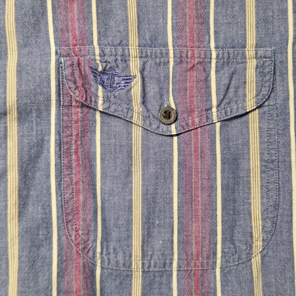 Vintage 1991 Dockers Shirt Mens L Striped Long Sleeve 90s Cotton Preppy Grandpa - Picture 6 of 14